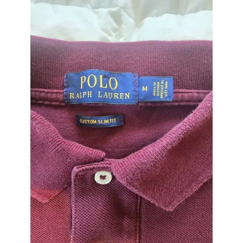 Polo Ralph Lauren Devi Bear Logo Burgundy Polo women's medium size Maroon